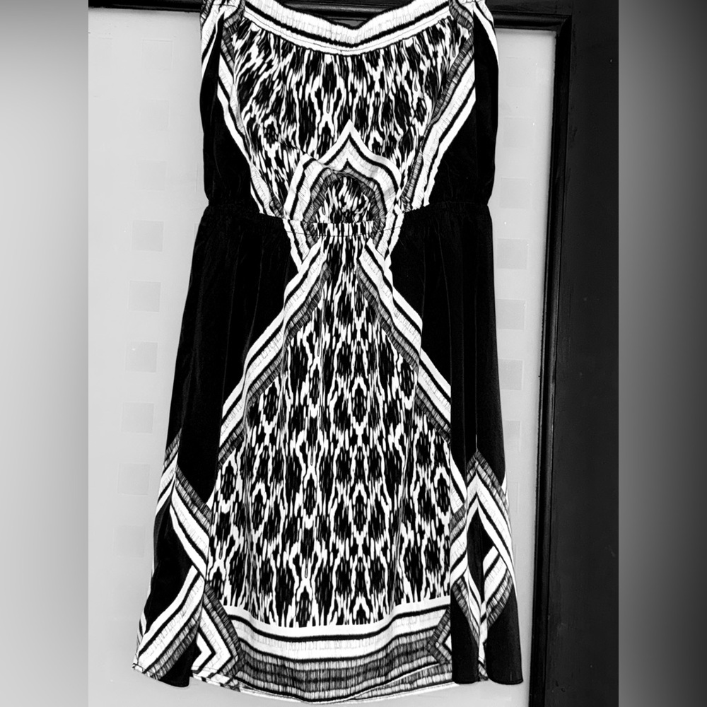 Express Black and White Asymmetrical Dress